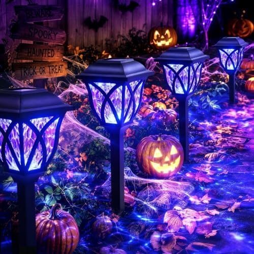 GIGALUMI Solar Halloween Lights Outdoor Decor, Solar Pathway Lights 6 Pack