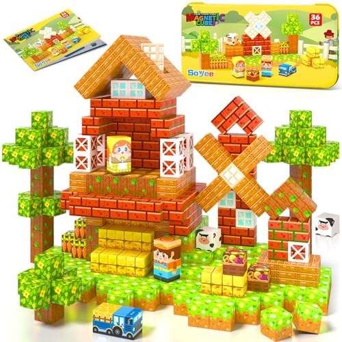 Magnetic Blocks Travel Toddler Toys Magnet Building Tiles STEM Sensory Toys