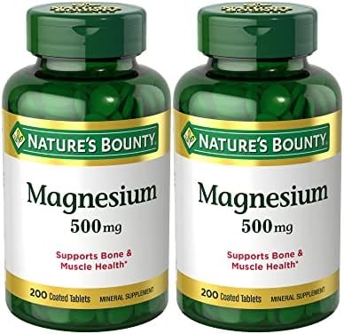 Nature's Bounty Magnesium Supplements 500mg Tablets, 200 Count