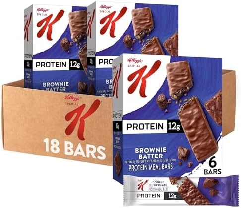 Special K Bar Protein Meal Bars, 12g Protein Snacks, Meal Replacement, Brownie Batter (3 Boxes, 18 Bars)