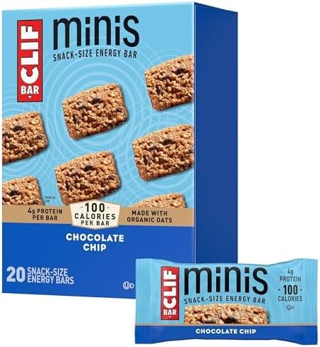 Clif Bar, Minis - Chocolate Chip - Made with Organic Oats - 4g Protein - - - Snack-Size Energy Bars - ., 0 Ounce, 20 Count