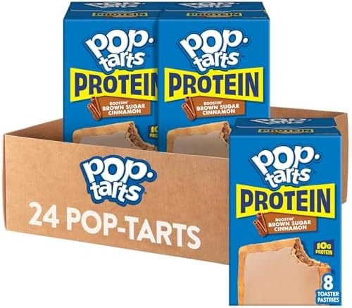 Pop-Tarts Protein Toaster Pastries, 10g Protein, Boostin' Brown Sugar Cinnamon (3 Boxes, 24 Pop-Tarts)