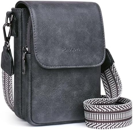 POIUGOYA Crossbody Bags for Women,Small Crossbody Purse with Triple Compartments,Cell Phone Wallet with Card Slots for Travel