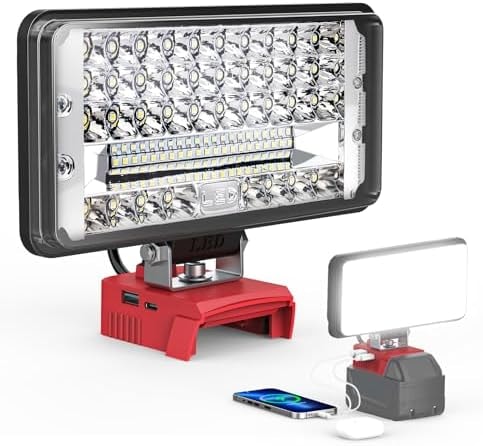 Ecarke LED Work Light Compatible with Milwaukee 18V Battery, 14500LM 145W Cordless Job Site Light, 140° Pivoting Head, USB & Type-C Charging, Low Voltage Protection, Portable Flood Light (Tool Only)