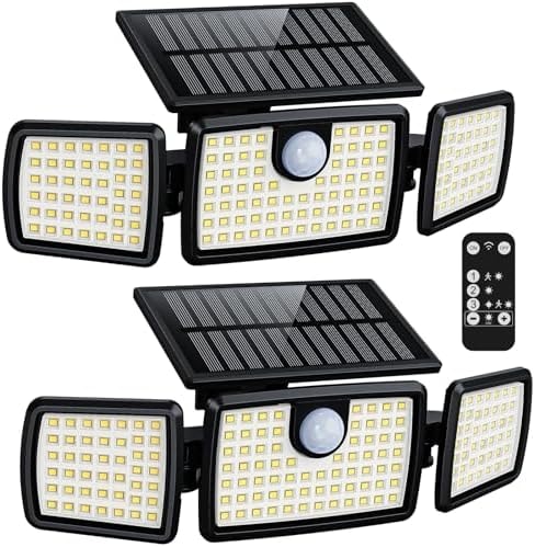MIHANI Solar Lights Outdoor, Quick Charge Solar Motion Deck Lights Outdoor for Deck with High Brightness, Larger Built-in Tempered Glass Panel, Sensitive PIR Motion Inductor (Remote,2 Pack)