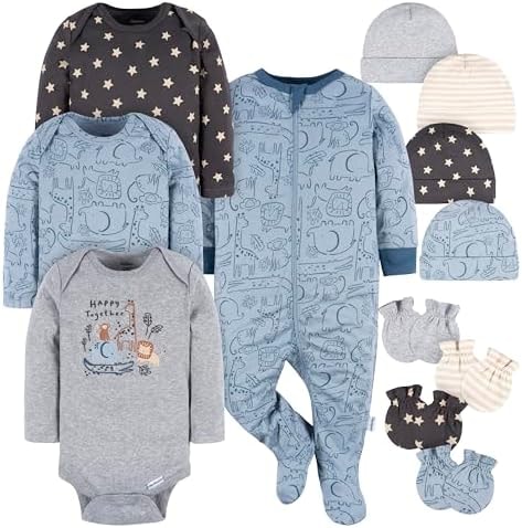 Gerber Baby Boys 12 Piece Layette Gift Set, Happy Together, 6-9 Months
