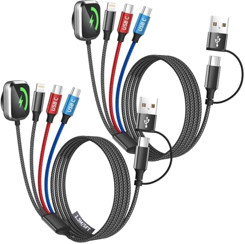 Travel Essentials 4-in-2 Multi Charging Cable for Apple Watch Charger, 5FT