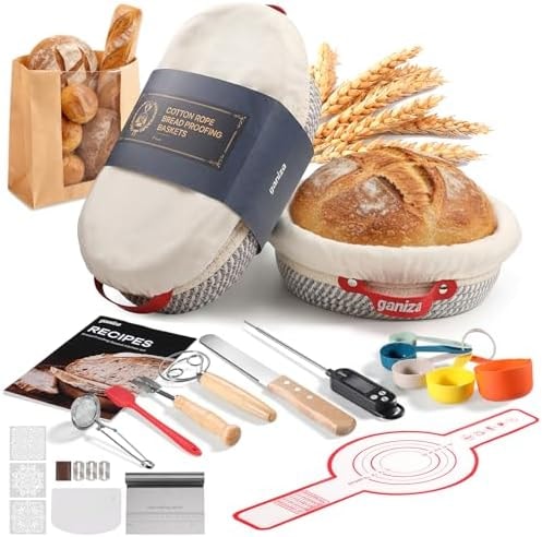 Ganiza 22-Piece Sourdough Proofing Basket Gift Set, Natural Cotton Rope