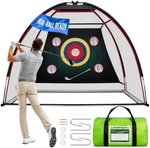 YOREPEK Golf Practice Net, 10x7ft for Backyard Driving Real Golf Balls