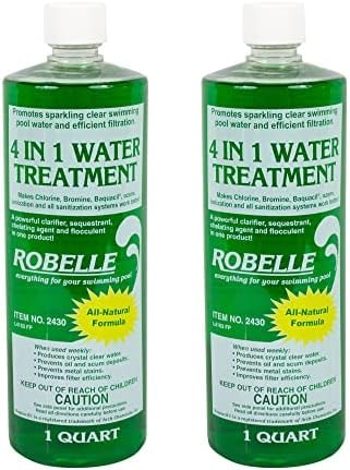 Robelle 1-Quart 2-Pack Concentrated 4-in-1 Pool Clarifier, Made in USA