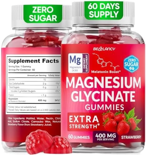 BE&LANCY Magnesium Glycinate Gummies 400mg - Extra Strength, Men & Women
