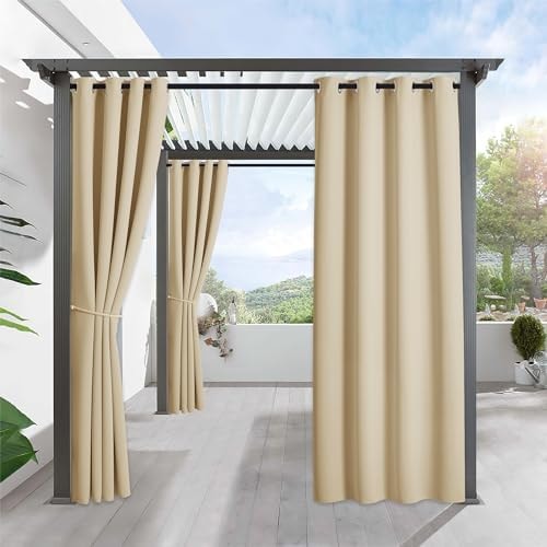 RYB HOME Outdoor Curtains for Patio Waterproof Privacy Thermal Insulated
