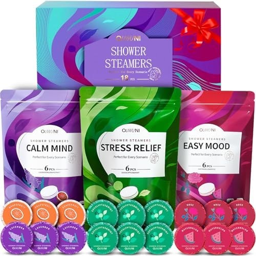 Shower Steamers Aromatherapy - 18 Pack Shower Bombs with Organic Essential Oils, Christmas Stocking Stuffers for Women, Self Care & Stress Relief Gifts for Mom Her Grandma