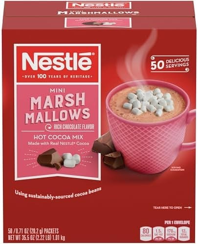 Nestle Hot Cocoa Mix, Rich Chocolate with Mini Marshmallows, 0.71-Ounce Packages, 50 Count