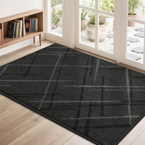 COSY HOMEER Door Mat Low Profile Non-Slip Doormat for Entryway,Dark Gray