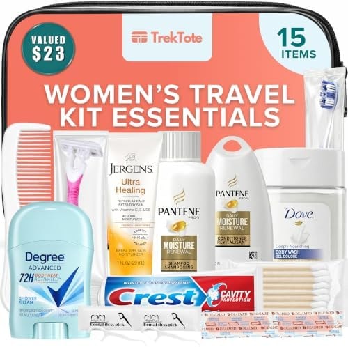 15-Piece Women’s Travel Toiletry Kit – With Premium Brand-Name Toiletries