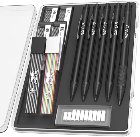 Mr. Pen- Metal Mechanical Pencil Set with Lead Refills & Erasers, 5 Pack