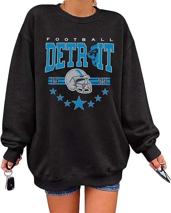 Football Sweatshirts for Women Game Day Long Sleeve Pullover Tops