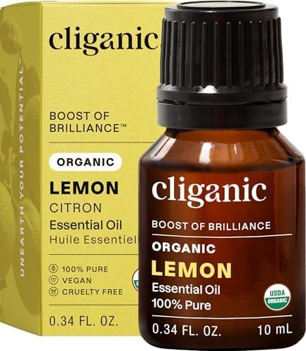 Cliganic USDA Organic Lemon Essential Oil, 100% Pure & Natural | Undiluted, for Aromatherapy, Household Cleaning | Non-GMO Verified