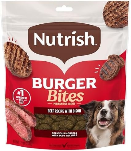 Nutrish Burger Bites Dog Treats, Beef Recipe, 12 oz. Pouch (Rachael Ray)