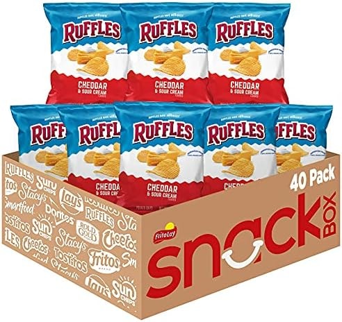 Ruffles Potato Chips, Cheddar Sour Cream, 1oz (40 Count)
