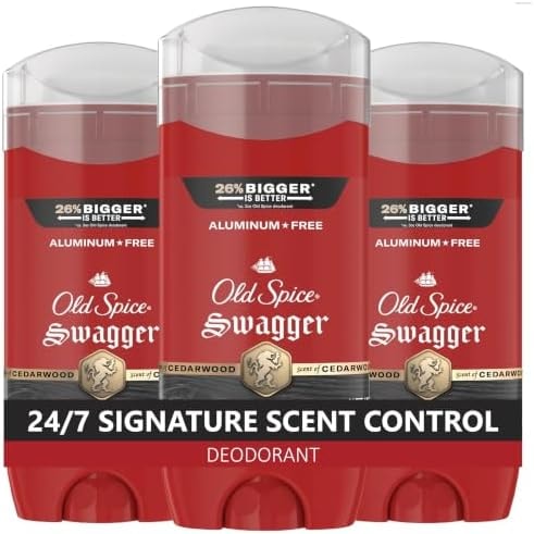 Old Spice Deodorant for Men, Aluminum Free, Swagger Scent, 3.8 oz Pack of 3