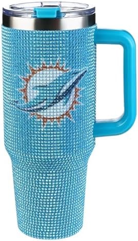 The Memory Company Officially Licensed 40oz TC Bling Game Day Tumbler with Vintage Logo, Miami Dolphins