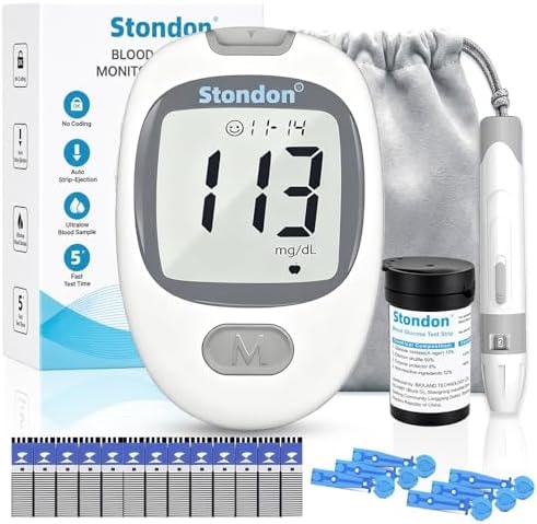 Stondon G-430 Blood Glucose Monitor Kit, 50 Strips & Lancets for Diabetes