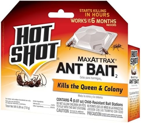 Hot Shot MaxAttrax Ant Bait, 0.07 oz Bait Stations, 4 Count, 1 Pack
