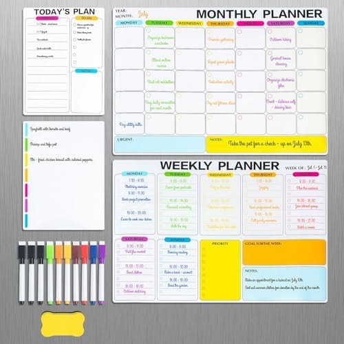 M&G Whiteboard Calendar for Fridge, 4 Pack 16.5x12 Magnetic Dry Erase Board