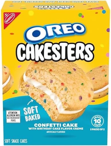 OREO Cakesters Confetti Cake Soft Snack Cakes, 5-2.02 oz Snack Packs