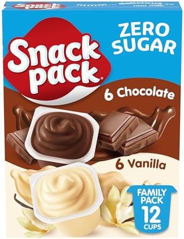 Snack Pack Zero Sugar Chocolate and Vanilla Flavored Pudding Cups, 3.25 oz., 12-Count Family Pack