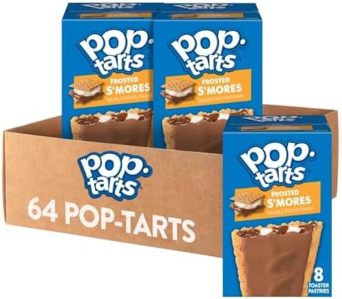 Pop-Tarts Toaster Pastries, Breakfast Foods, Kids Snacks, Frosted S'mores (8 Boxes, 64 Pop-Tarts)