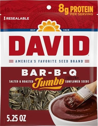 DAVID Jumbo Sunflower Seeds, Bar-B-Q Flavor, 5.25 oz.
