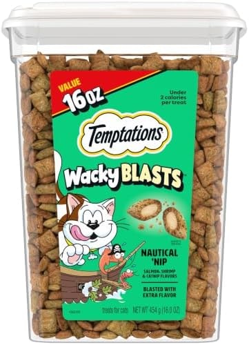 Temptations Wacky Blasts Cat Treats, Nautical Nip’ Flavor, 16 oz. Tub