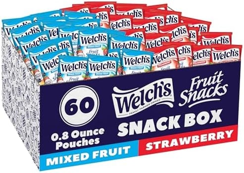 Welch's Fruit Snacks, Mixed Fruit & Strawberry, 0.8 oz, 60 Ct