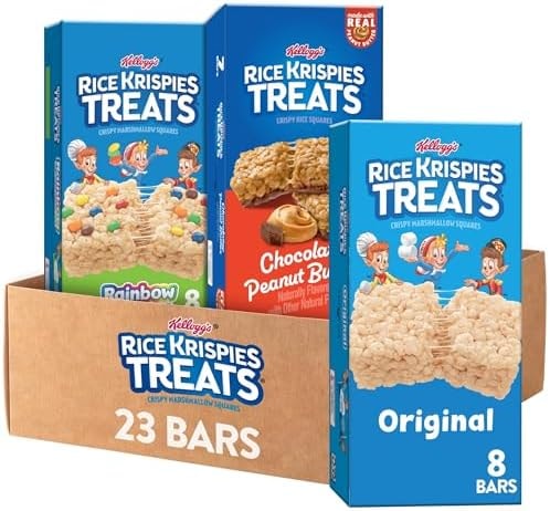 Rice Krispies Treats Crispy Marshmallow Squares, Kids Snacks, Cereal Bars, Variety Pack (3 Boxes, 23 Bars)