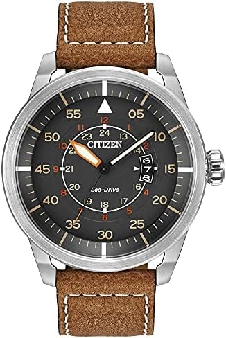 Citizen Men’s Eco-Drive 3-Hand Date Avion Watch with Leather Strap (Style: AW1361:10H)