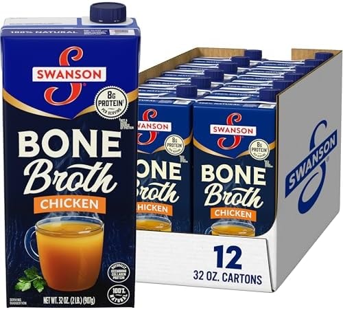 SWANSON S Chicken Bone Broth, 32 Ounce Resealable Carton (Pack of 12)