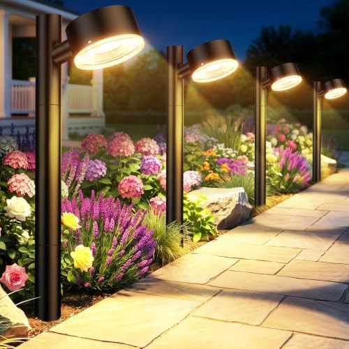 ELECLINK 8 Pack Solar Pathway Lights Outdoor, Adjustable Solar Powered Garden Lights with Bigger LED Lens, Auto On/Off Outdoor Waterproof Solar Lights for Yard Patio Lawn Sidewalk Walkway Driveway