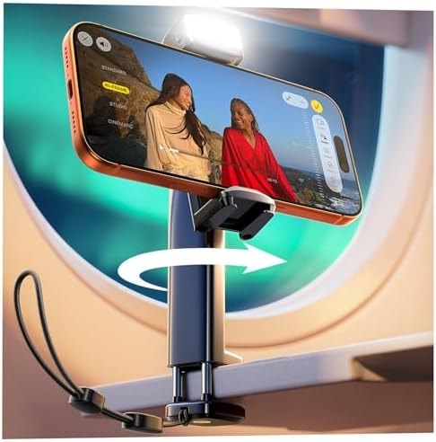 LISEN Airplane Travel Essentials (LED) Phone Stand Holder for Desk Cruise Ship Essentials 2026 Mount Airplane Gadgets Women Men Long Flight Accessories Photographic Lighting Flash Tubes Kids Gifts
