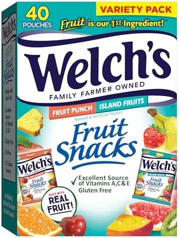 Welch's Fruit Snacks, Fruit Punch & Island Fruits, 0.8 oz, 40 Ct