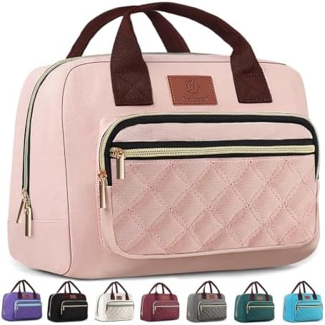 Genteen Insulated Lunch Box for Adult Women Office Work and Teen Girls School, Waterproof Leakproof Reusable Cooler Lunch Tote for Picnic Travel-Pink