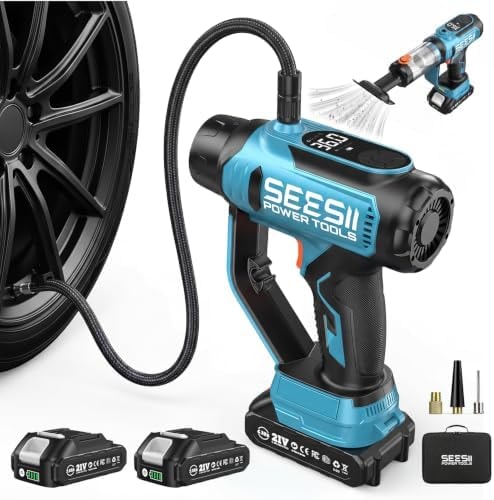 SEESII Cordless Tire Inflator Portable Air Compressor 150PSI Fast Air Pump