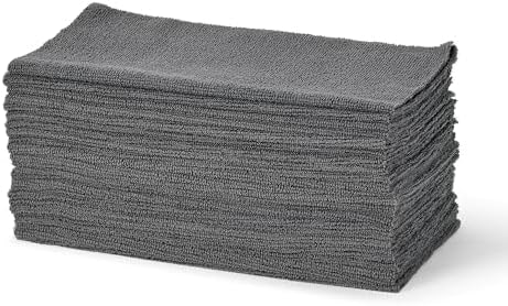 Amazon Basics Microfiber Cleaning Cloths, Ultra Absorbent, Lint Free, Streak Free, Non-Abrasive, Reusable and Washable, 12" x 12", Grey, 24 Pack