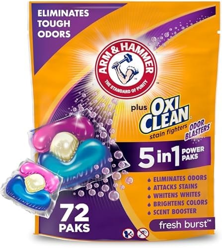 ARM & HAMMER Plus OxiClean With Odor Blasters Laundry Detergent Pak, 72 Ct