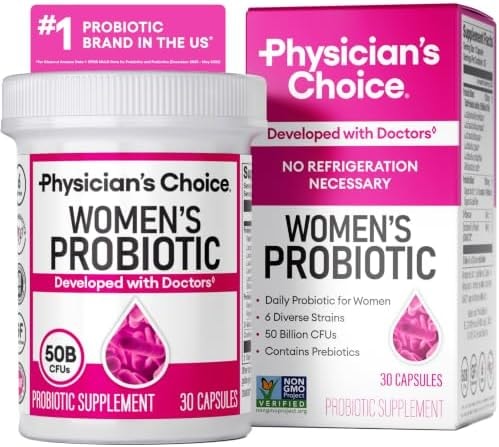 Physician's CHOICE Probiotics for Women - PH Balance, Digestive, UT, & Feminine Health - 50 Billion CFU - 6 Unique Strains for Her - Organic Prebiotics, Cranberry Extract+ - Women Probiotic - 30 CT