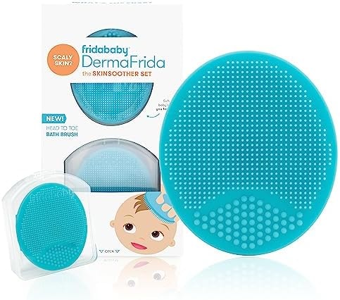 Frida Baby DermaFrida The SkinSoother Baby Bath Brush, Cradle Cap Brush for Babies, Baby Essential for Dry Skin, Cradle Cap Treatment and Eczema, 2 Pack