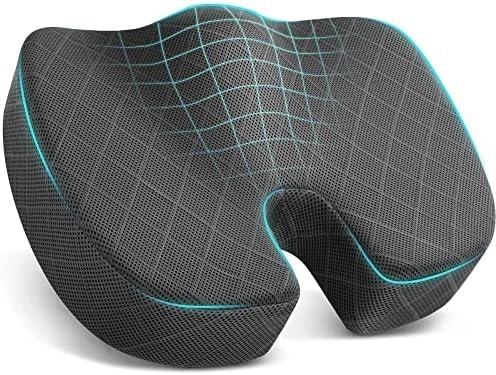 TushGuard Seat Cushion, Memory Foam Office Chair Cushion - Grey, Large