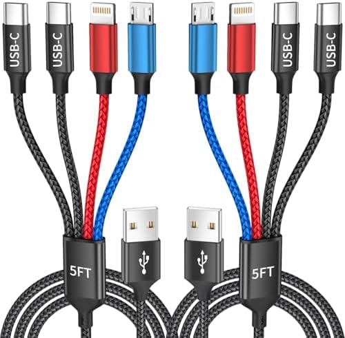 Dual TypeC 4 in 1 Multi Charging Cable, Charging Cords for Multiple Devices